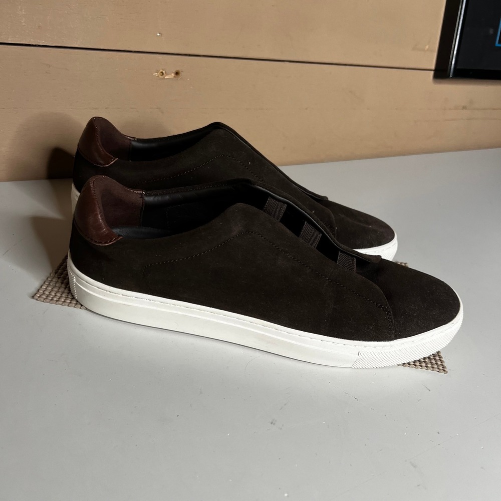 Collars & Co Men Brown Suede Slip On Sneakers Low Top Leather Shoes 9.5 141382